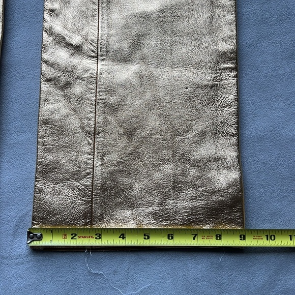 Sandro Orne Gold Metallic Cropped Leather Pants Size 36 FR / 4 US - Picture 13 of 15